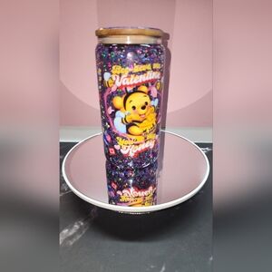 Valentine's Winnie the Pooh Believe Me You're My Honey 16oz with glitter lid